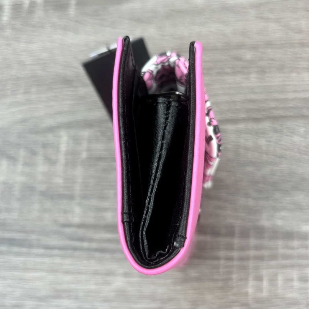 Ed Hardy Hot Pink Leather Wallet with White Tattoo-Flap - Picture 12 of 15